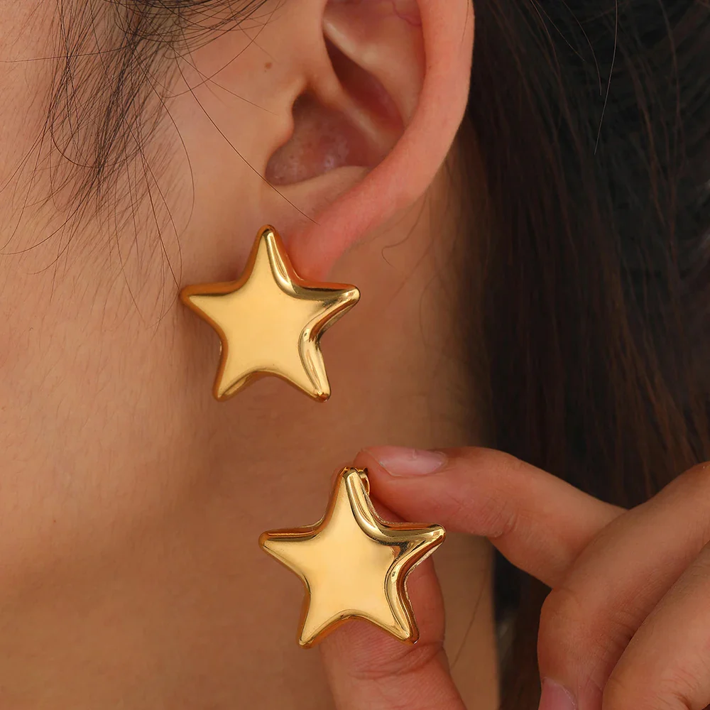 Boucles d'Oreilles Étoile Acier Inoxydable – Image 3